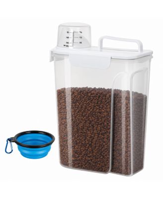 ARONKL Airtight Pet Dry Food Storage Container with Pour Spout Portable Handle and Collapsible Bowl