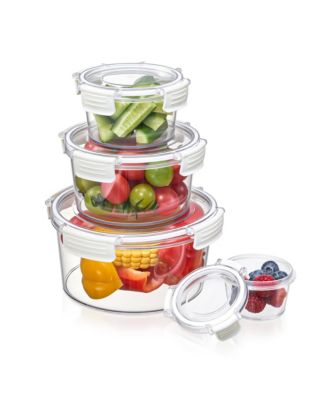 Набор из 4 прозрачных мисок для хранения еды Sorbus Round Stackable с герметичными крышками