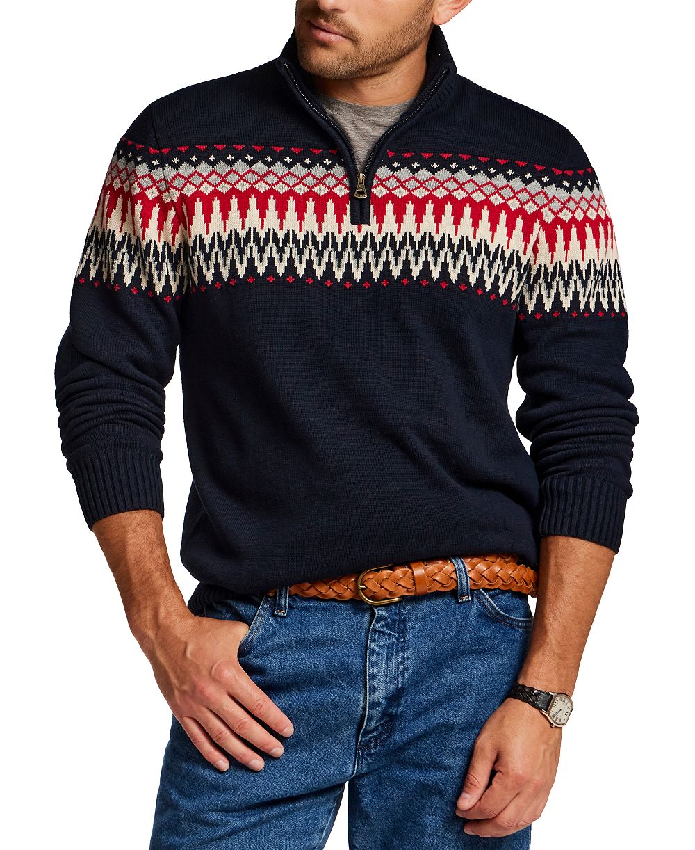 Weatherproof Vintage мужской ветрозащитный свитер с северным узором на полпуговицах