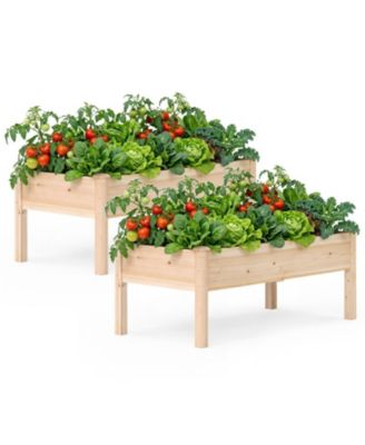 GOUUN Wooden Raised Garden Bed Set of 2 with Legs Elevated Fir Wood Planter Box