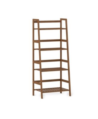 GOUUN 4-Tier Bamboo Plant Rack with Guardrails Stable and Space-Saving
