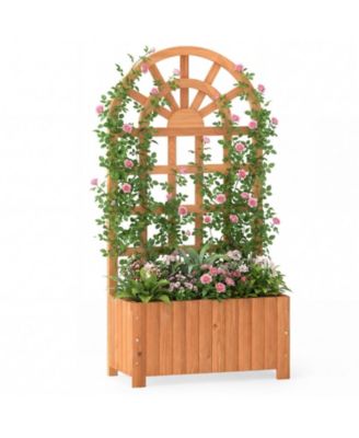 GOUUN Wooden Raised Garden Bed with Trellis 48 in Outdoor Privacy Screen