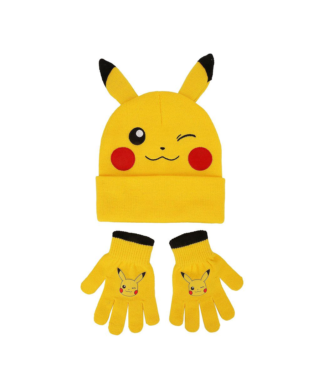 Pokemon набор из шапки и перчаток с вышивкой для мальчиков и девочек, 2 предмета