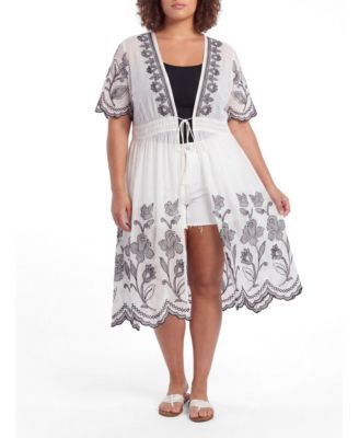 Torrid Plus Size Floral Embroidered Maxi Kimono