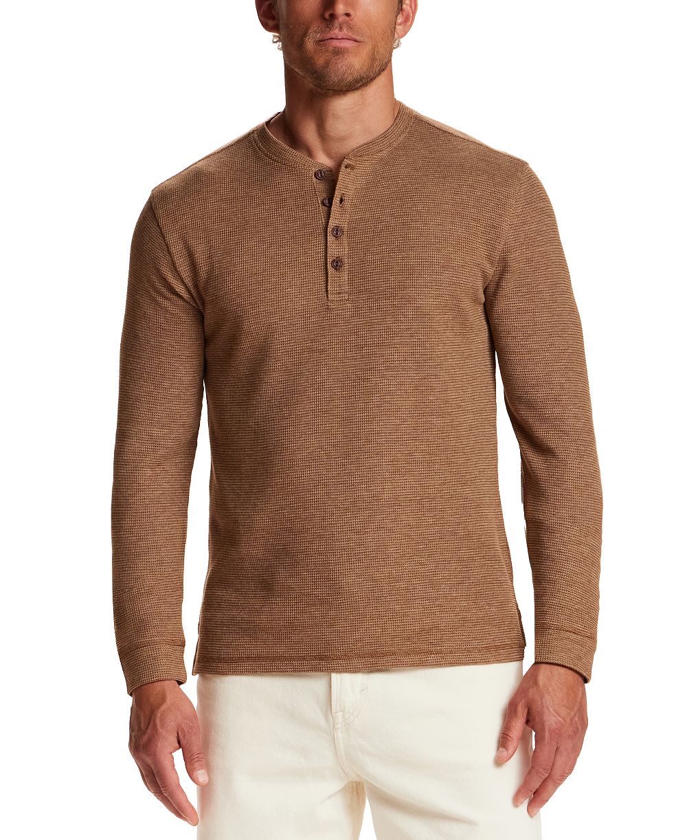 Weatherproof Vintage Men's Variegated Microstripe Waffle Henley T-Shirt