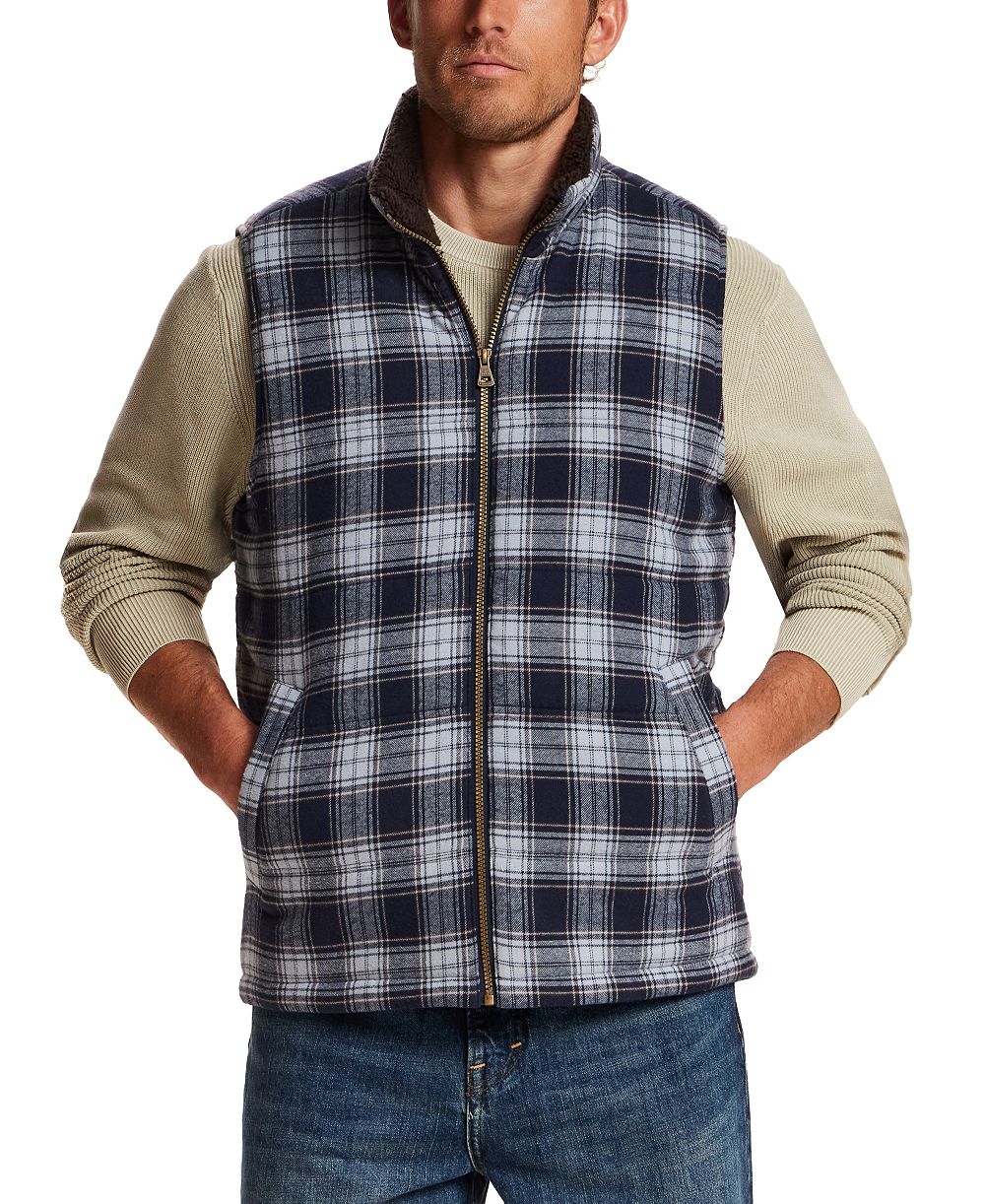 Weatherproof Vintage Men's Sherpa Plaid Flannel Vest