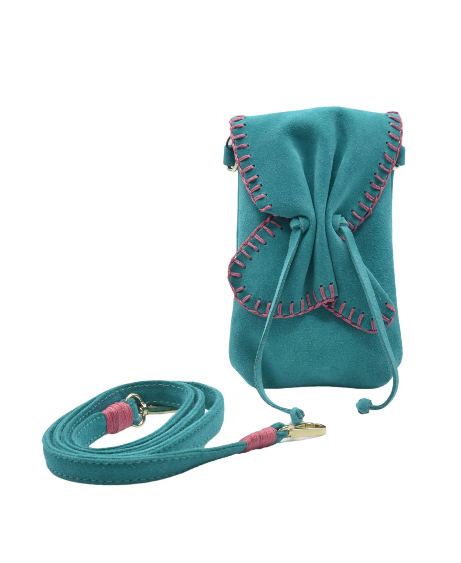CARLOS FALCHI Cell Phone Butterfly Suede Leather Bag
