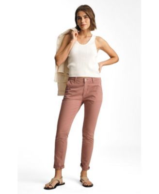 Mavi Jeans Women's Kathleen Mid Rise Boyfriend In Chino Old Magenta Twill