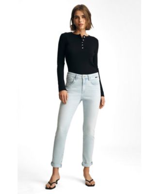 Mavi Jeans Women's Kathleen Mid Rise Boyfriend In Bleached Feather Blue