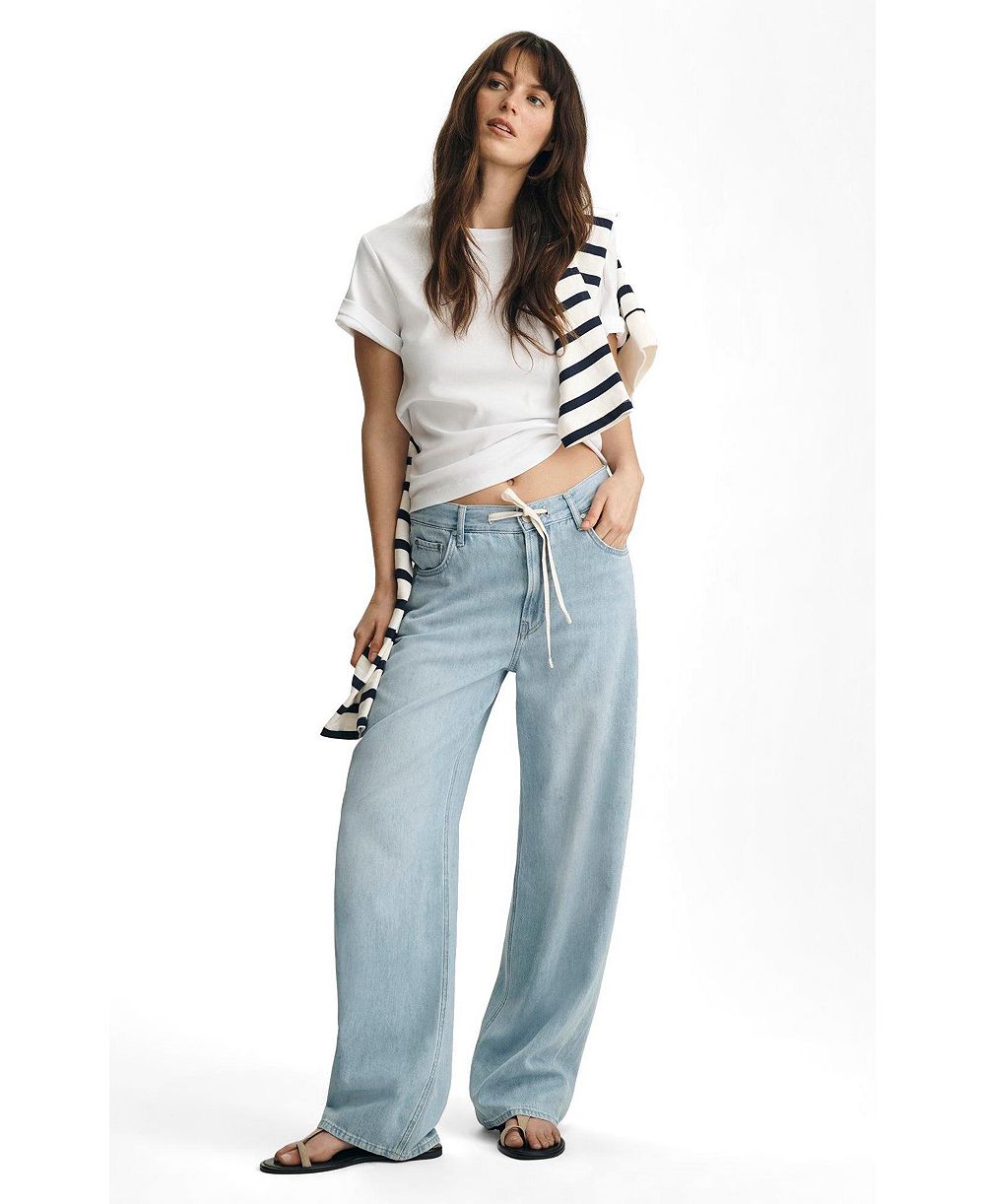 Mavi Jeans Женские брюки Nella Adjustable Drawstring Wide Leg в Bleached Well Blue