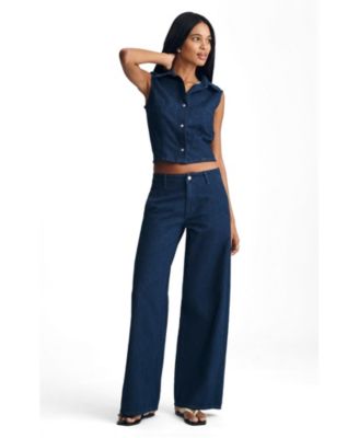 Mavi Jeans Women's Siena High Rise Wide Leg In Chino Dark Linen Denim