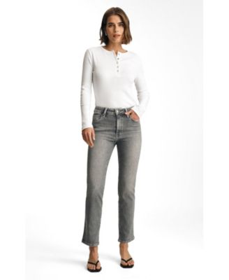 Mavi Jeans Women's Kendra High Rise Straight Leg In Grey Used Flex Blue
