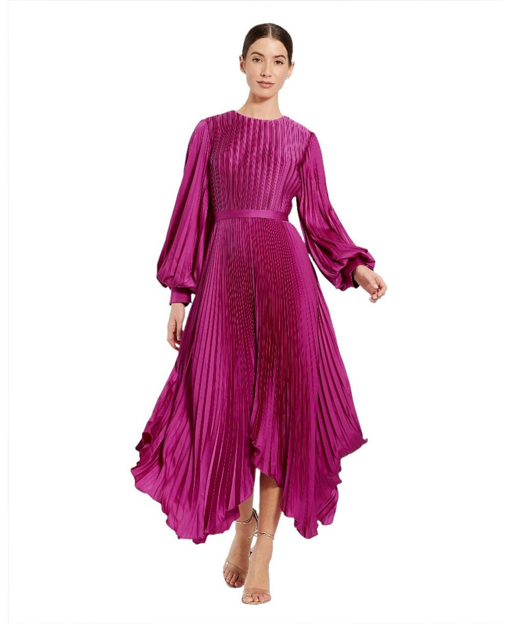 Платье миди Mac Duggal Petite Pleated Charmeuse с асимметричным подолом