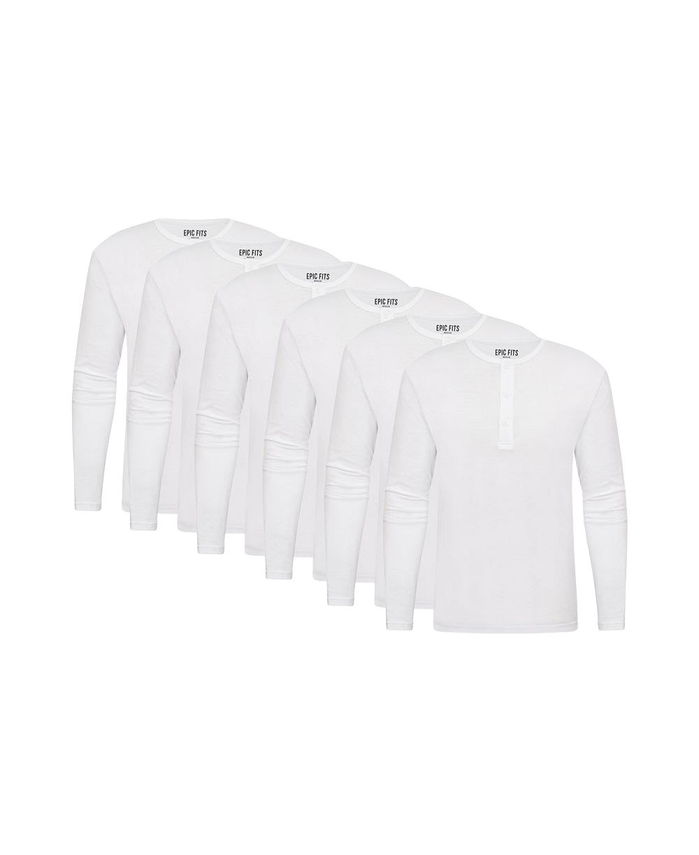 EPIC FITS Men's Long Sleeve Henley, 6-Pack