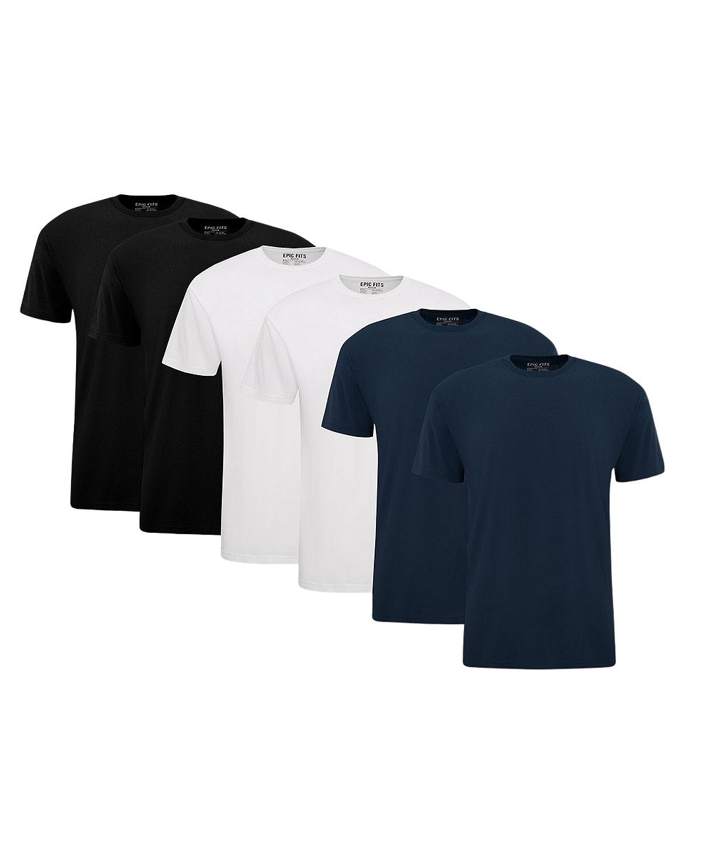 EPIC FITS Men's Standard Crew Neck T-Shirts, 6-Pack