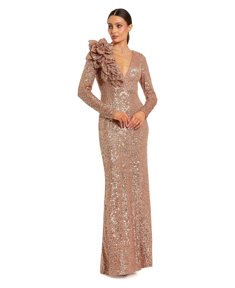 Женское вечернее платье Mac Duggal с V-образным вырезом и пайетками