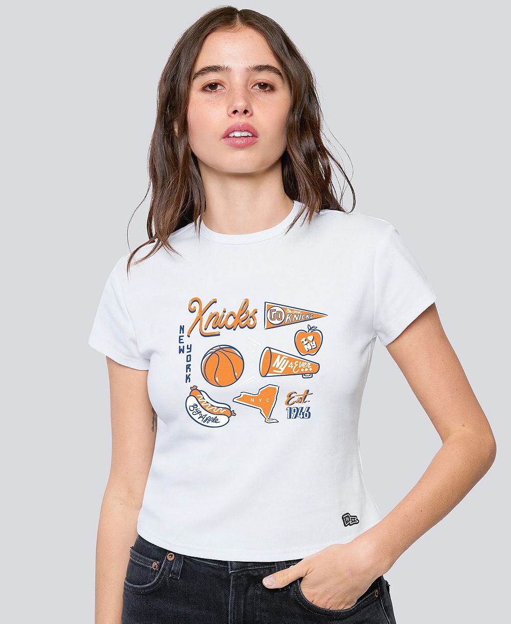 Женская футболка Hype and Vice White New York Knicks Cropped Baby