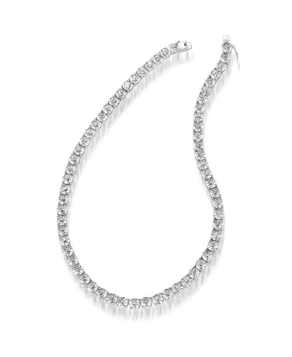 Genevive Elegant White Gold Plated 5MM Round CZ Tennis Necklace