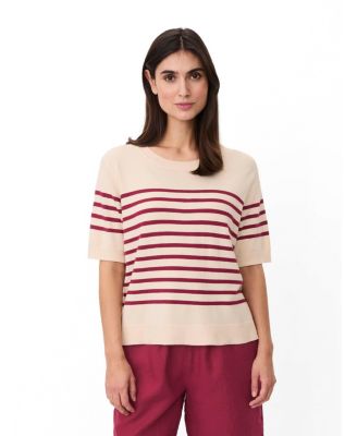 Masai Copenhagen Women's Maflorayne Striped Shot Sleeve Knit Top