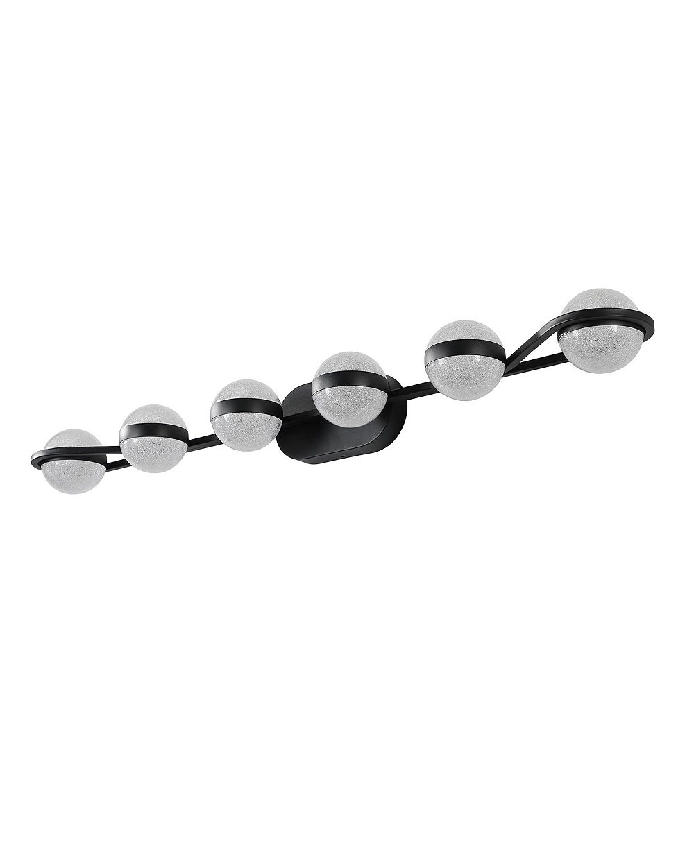 BUSDAYS 43 Inch Minimalist LED Bathroom Vanity Light with Crystal Sand Acrylic Shades 6 Light Wall Mounted Decorative Fixture for Vanity Mirror
