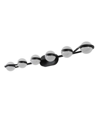 BUSDAYS 43 Inch Minimalist LED Bathroom Vanity Light with Crystal Sand Acrylic Shades 6 Light Wall Mounted Decorative Fixture for Vanity Mirror