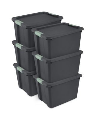 Sterilite 6 Pack 20 Gallon Latch Tote, Stackable Plastic Storage Bin Container