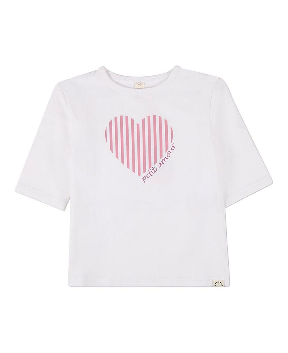Футболка MeMoi Toddler Girls Heart-Themed Cotton-Rich 3/4-Sleeve