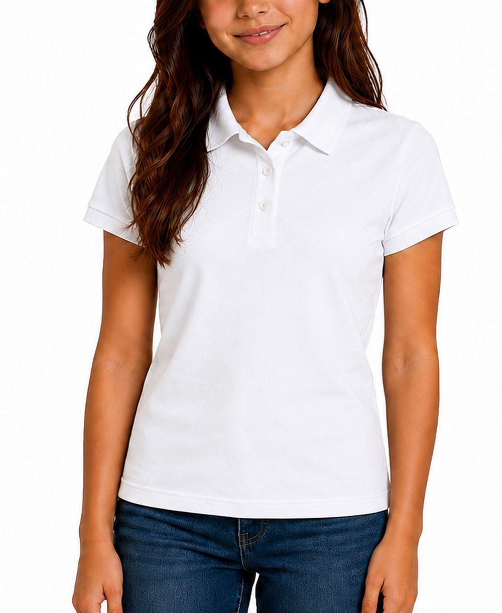 Jump Start Juniors 3-Button Short Sleeve Stretch Pique Polo Shirts School Uniform