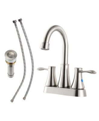 PHYING 4 Inch Centerset Bathroom Faucet Brushed Nickel 2 Handle Vanity Sink Faucet For Bathroom Lavatory Sink
