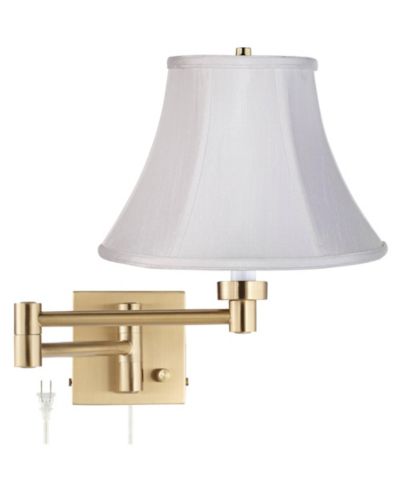 Настенная лампа Barnes and Ivy Modern Swing Arm, Antique Brass, Fabric Bell Shade