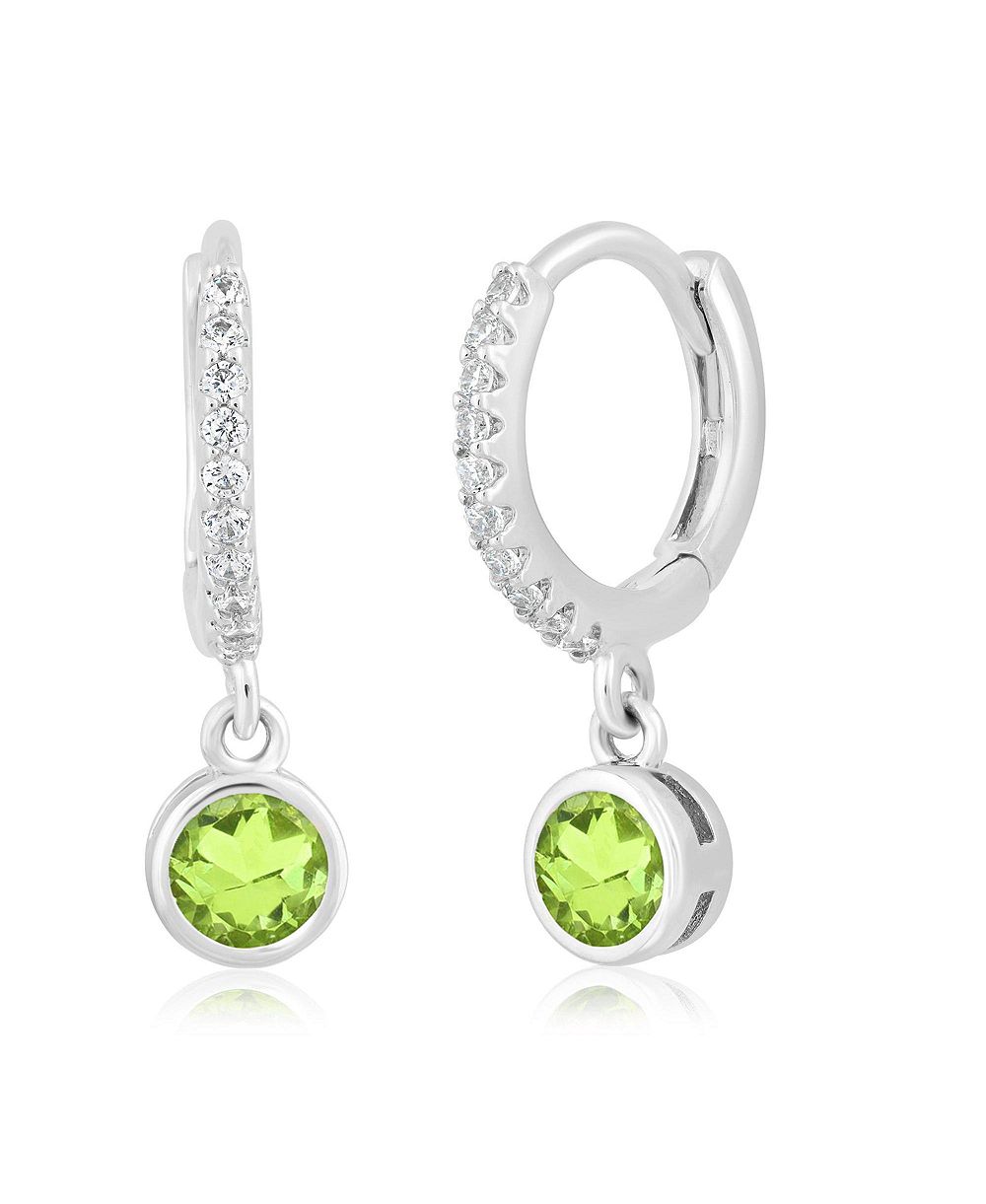 Серьги-кольца Simona Round Bezel Birthstone Small CZ Charm