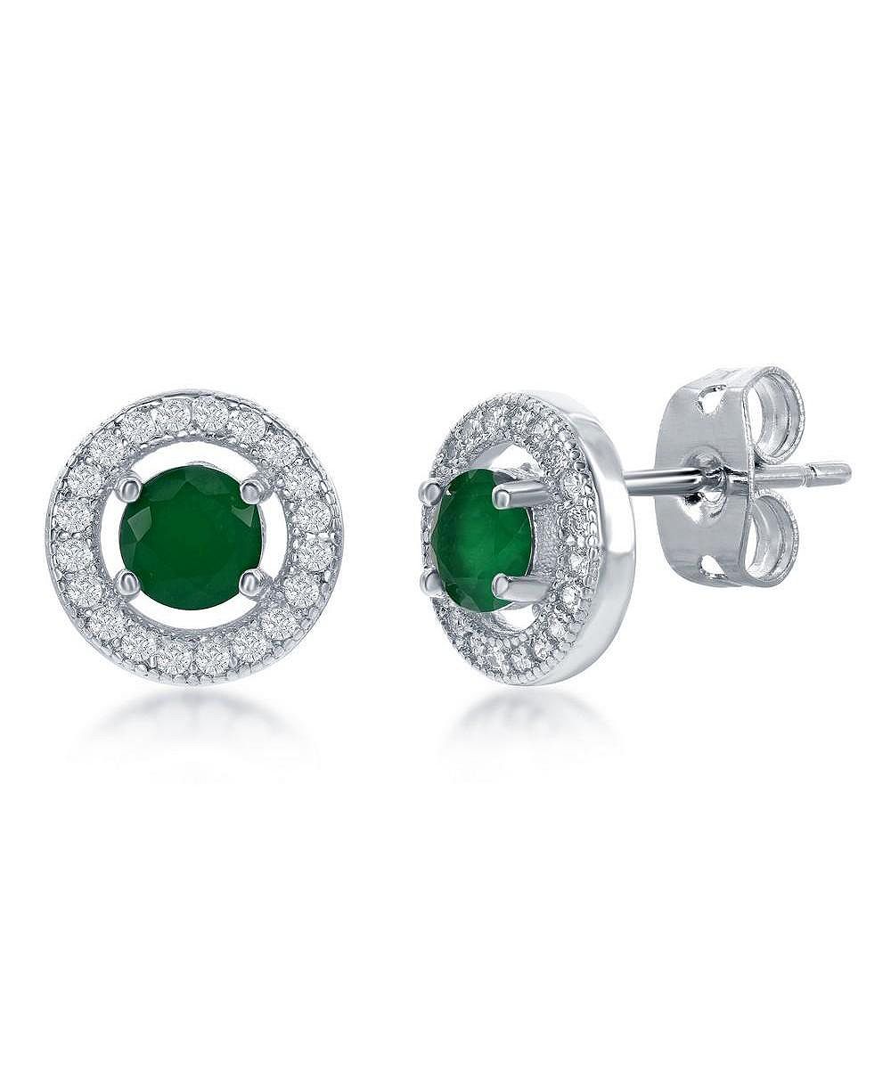 Серьги-гвоздики Simona Elegant Round Halo CZ