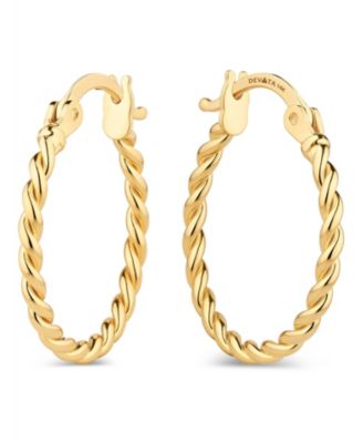 DEVATA Twisted Rope Hoop Earrings in 14K Gold