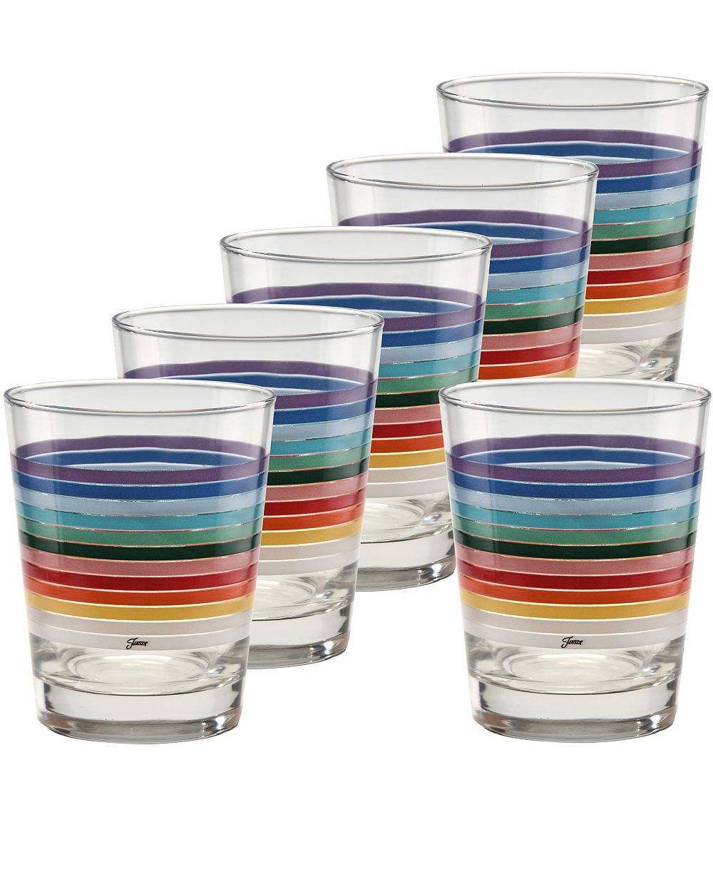 Fiesta 2026 Цветные полосатые стаканы Double Old Fashioned, набор из 6 шт