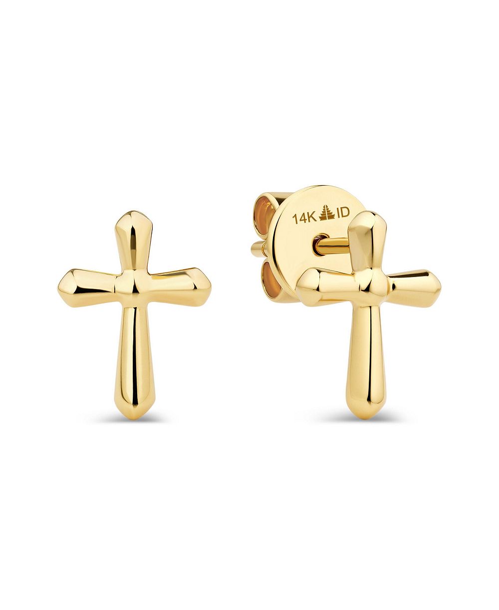 DEVATA серьги-гвоздики с крестом, 14K Gold
