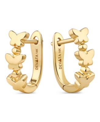 DEVATA Butterfly Hoop Earrings in 14K Gold