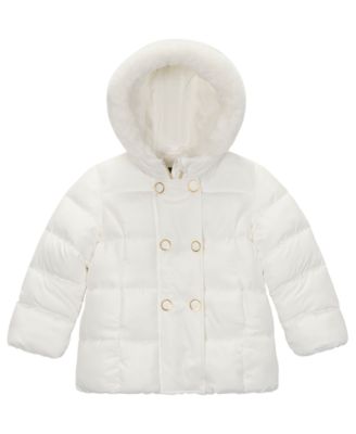 S Rothschild & CO Baby Girls' Double-Breasted Box-Quilt Hooded Puffer Jacket