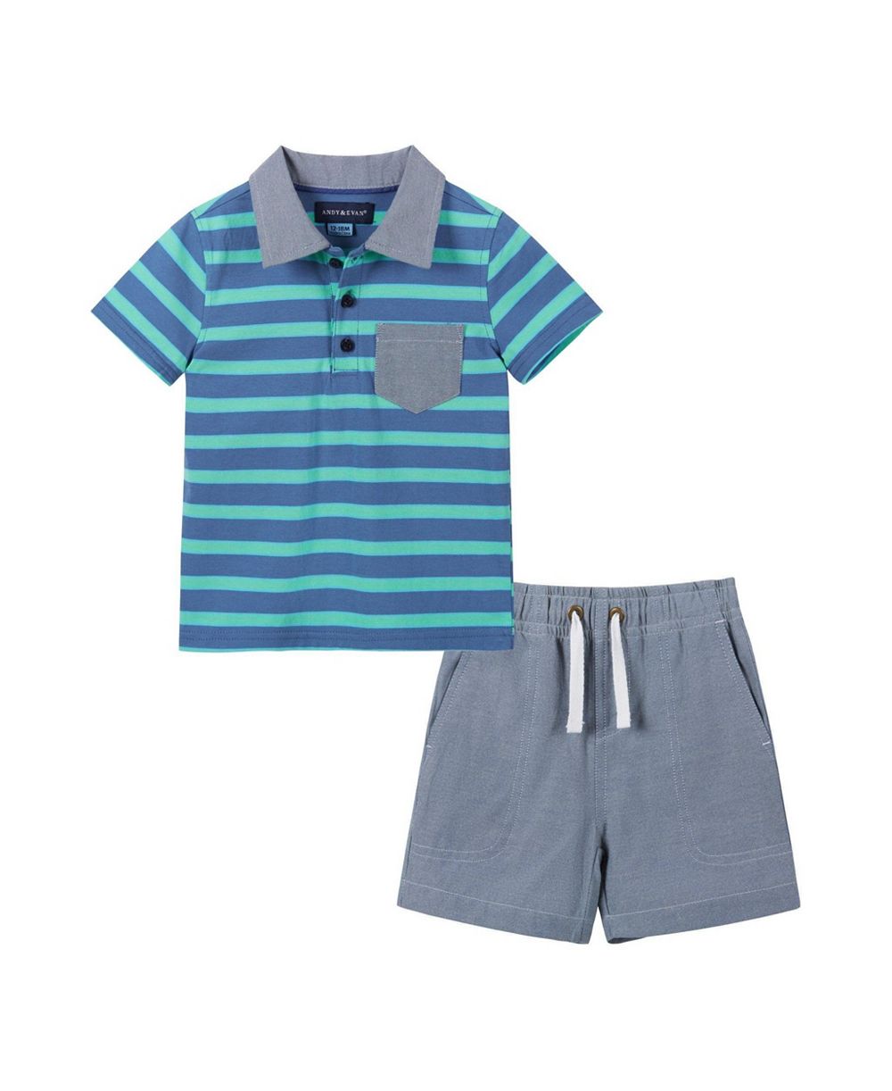 Andy & Evan Baby Boys Stripe Pique Polo Set