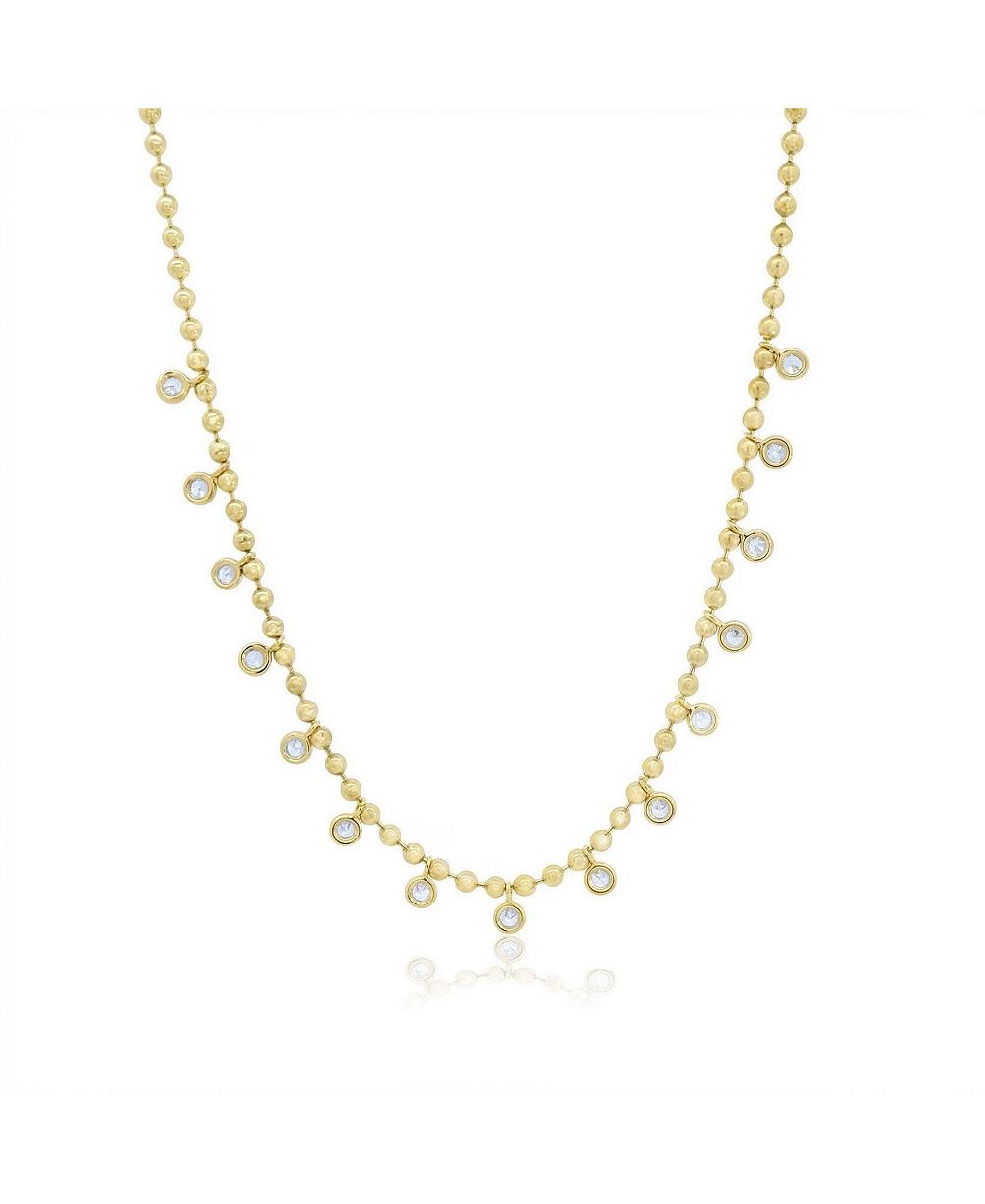 The Lovery Beaded CZ Dangle Necklace 14K Gold Plated Sterling Silver