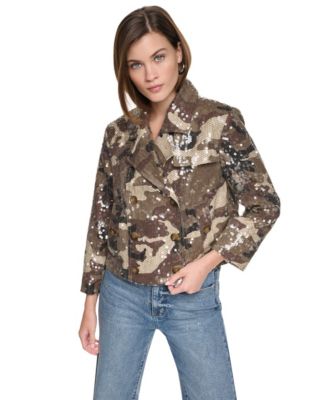 DKNY Jeans Женское тренч-пальто с пайетками и двубортным кроем