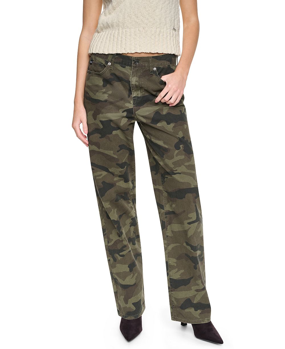 Мужские джинсы DKNY Jeans с камуфляжным принтом, средней посадкой, свободным прямым кроем