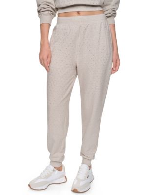 DKNY Jeans Women's High-Rise Rhinestone Pull-On Jogger Pants