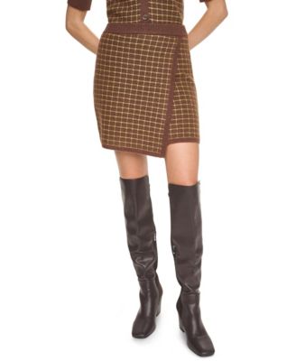 DKNY Jeans Women's High-Waisted A-Line Plaid Mini Skirt