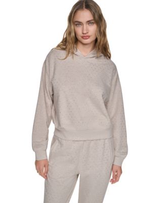 DKNY Jeans Women's Rhinestone Hooded Pull-On Sweatshirt