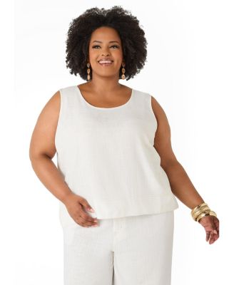 Ashley Stewart Women's Linen Blend Top