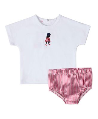 MeMoi Baby Girls 2 Piece 6M- 24M "The Favorite Purse" Embroidered Bloomer Set
