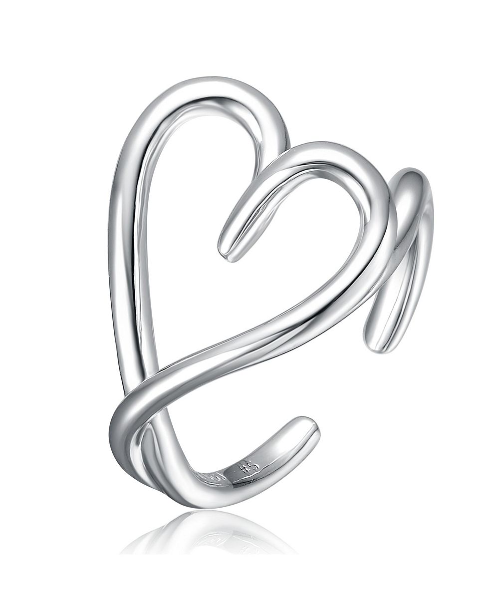 Кольцо Rachel Glauber Elegant White Gold Plated Heart Design Adjustable