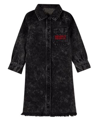 MeMoi Little Girls 100 percentage Cotton Denim Shirt-Collared Button-Down Knee-Length Dress