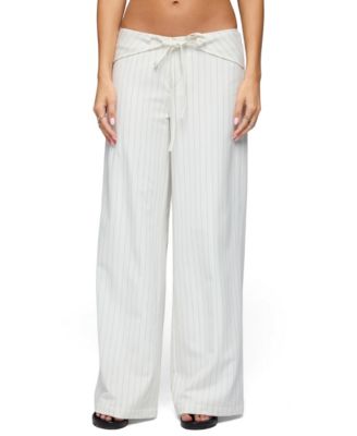 Edikted Women's Parker Pinstripe Tie Belt Pants