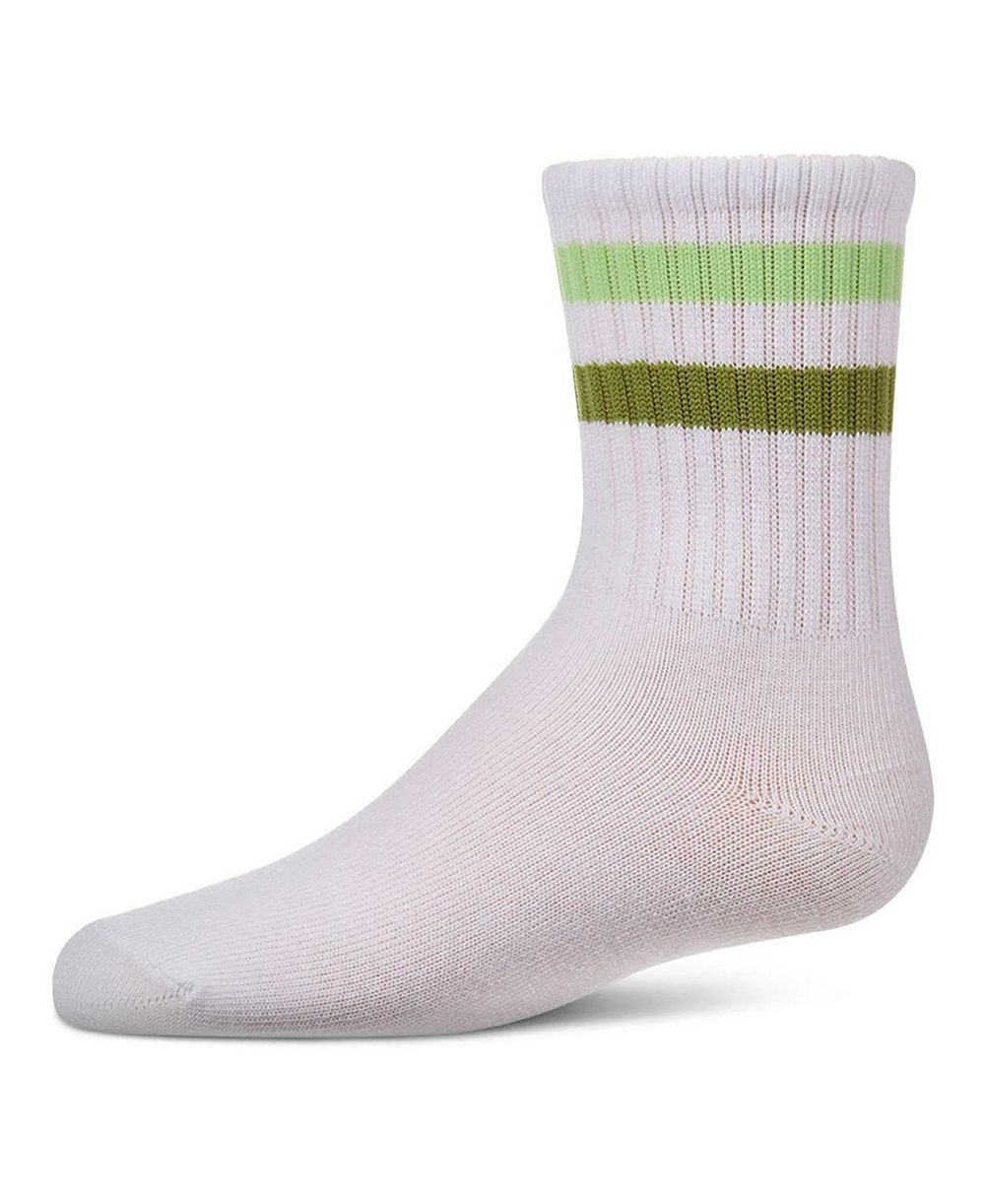 MeMoi Kids Ribbed Double-Stripe Cotton-Blend Varsity Crew Socks